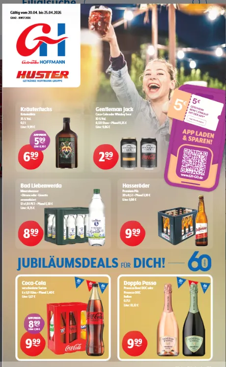Getränke Huster Prospekte  von 20. April bis 25. April 2026 - Prospekt seite 1