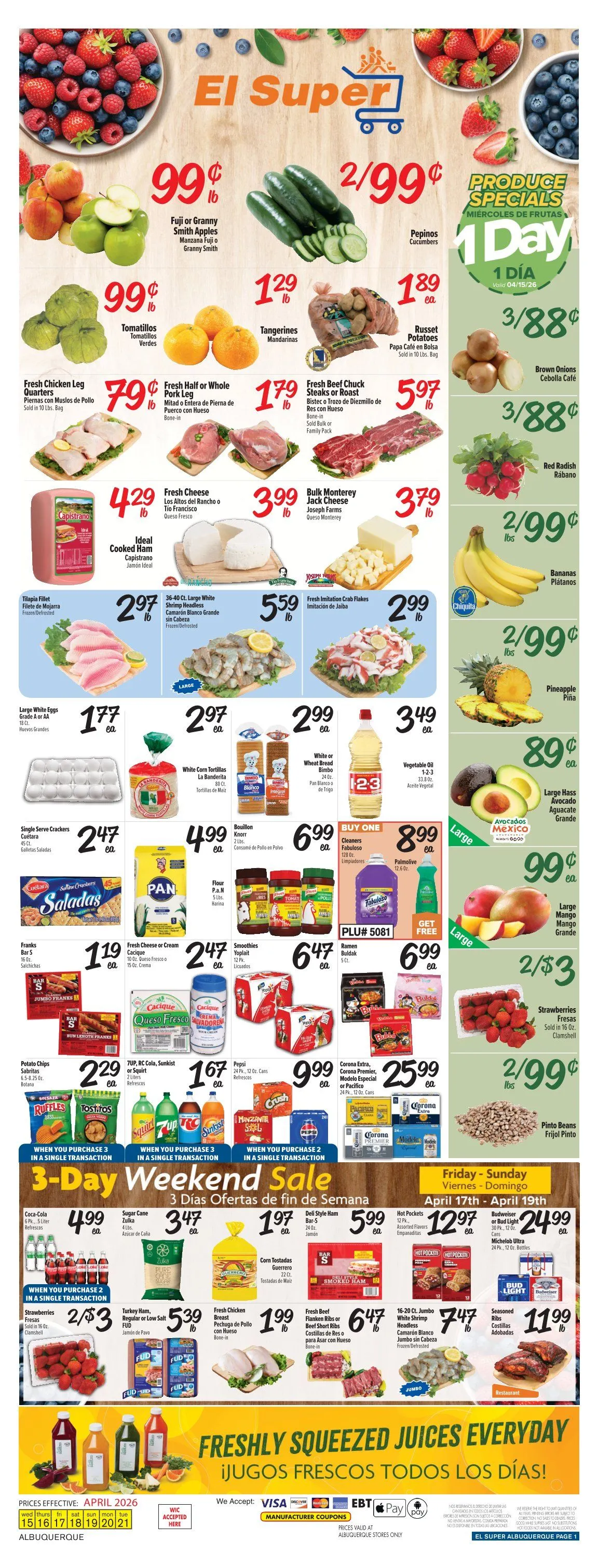 Weekly ad El Super Sales from April 15 to April 21 2026 - Page 1