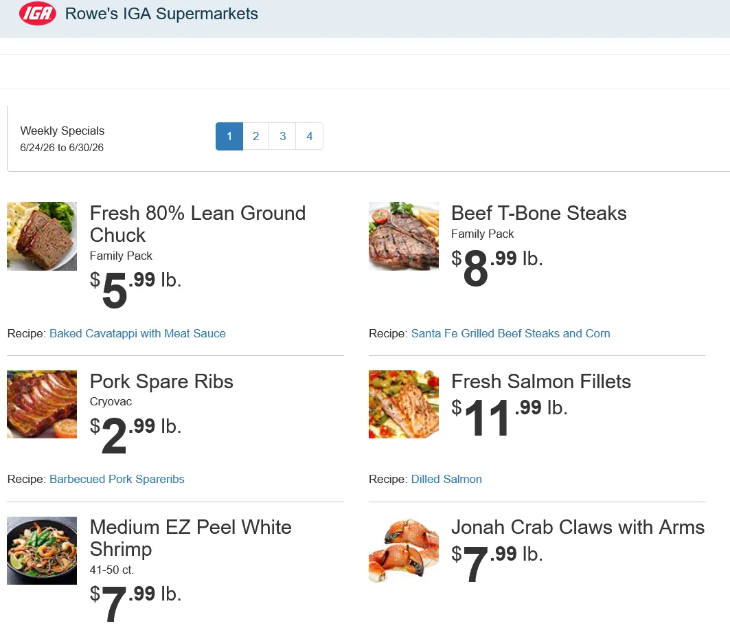 Weekly ad Rowe's IGA Supermarkets Sales from June 24 to June 30 2026 - Page 1
