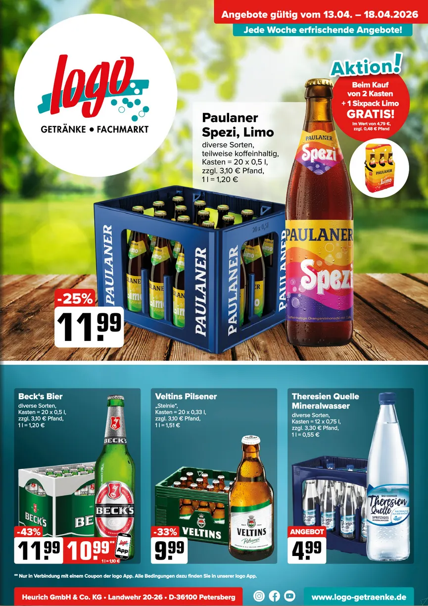 Logo Getränkemarkt Angebote von 13. April bis 18. April 2026 - Prospekt seite