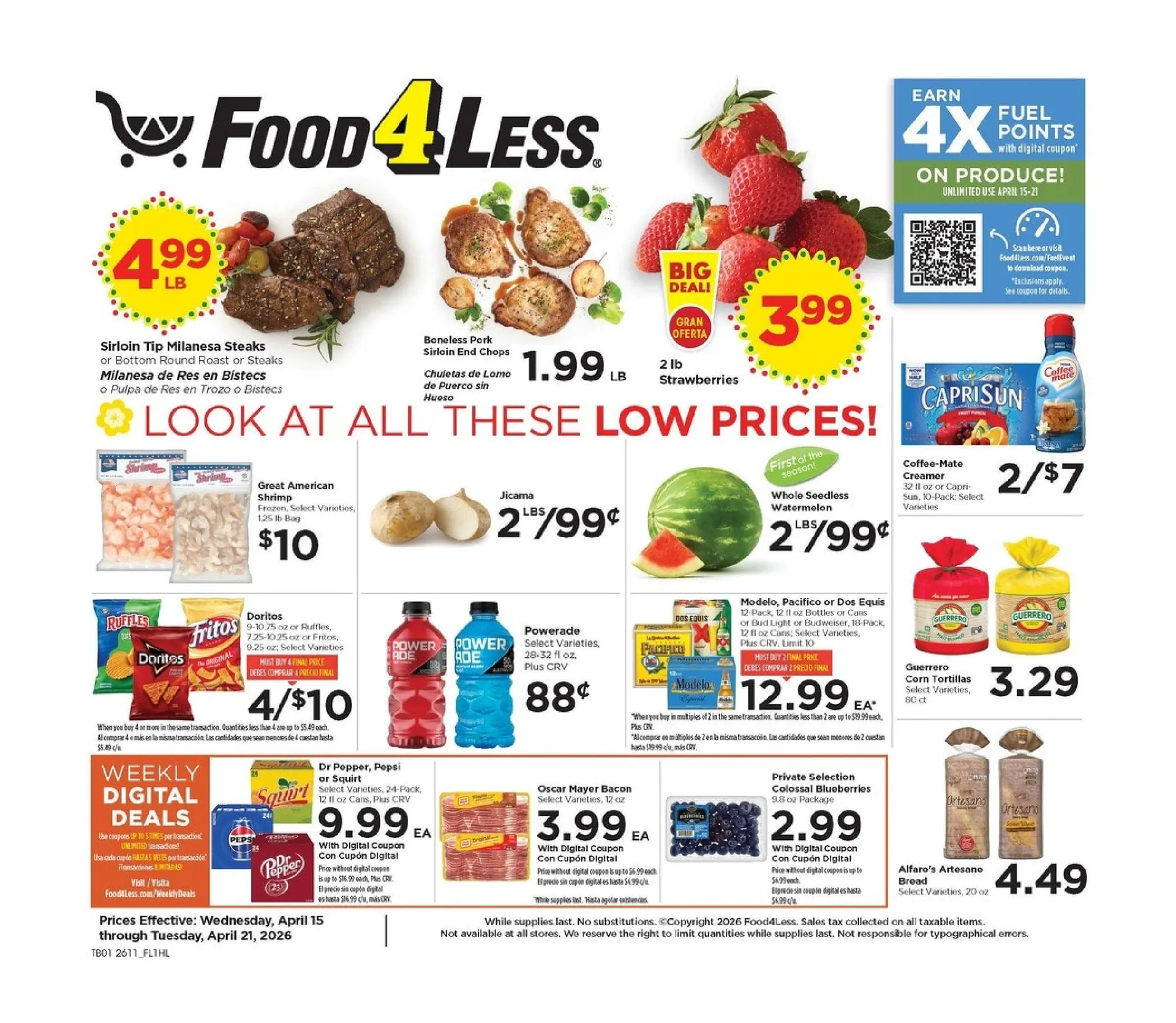 Weekly ad Food 4 Less Sales from April 15 to April 21 2026 - Page 1