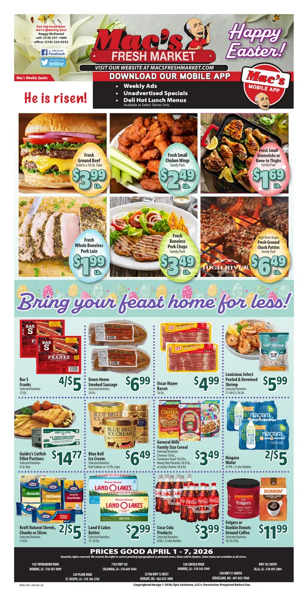 Weekly promotion Mac's Freshmarket Sales spanning from April 1 to April 7 2026 - Page 1 for Catalogue 365