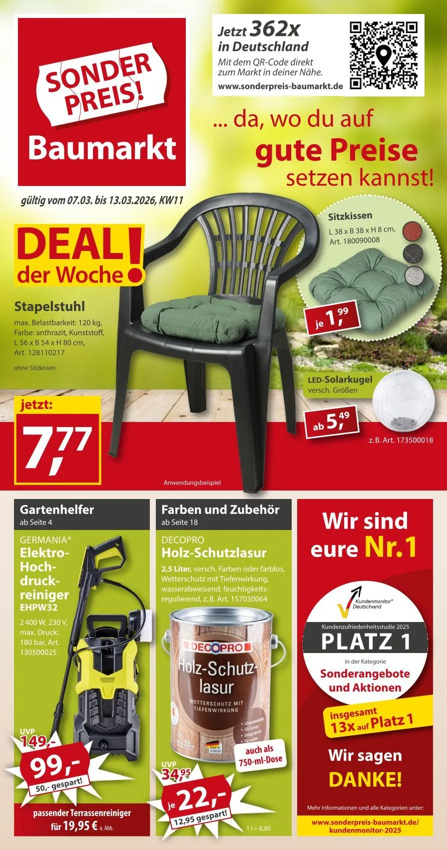 Sonderpreis-Baumarkt Prospekte von 7. März bis 13. März 2026 - Prospekt seite 1