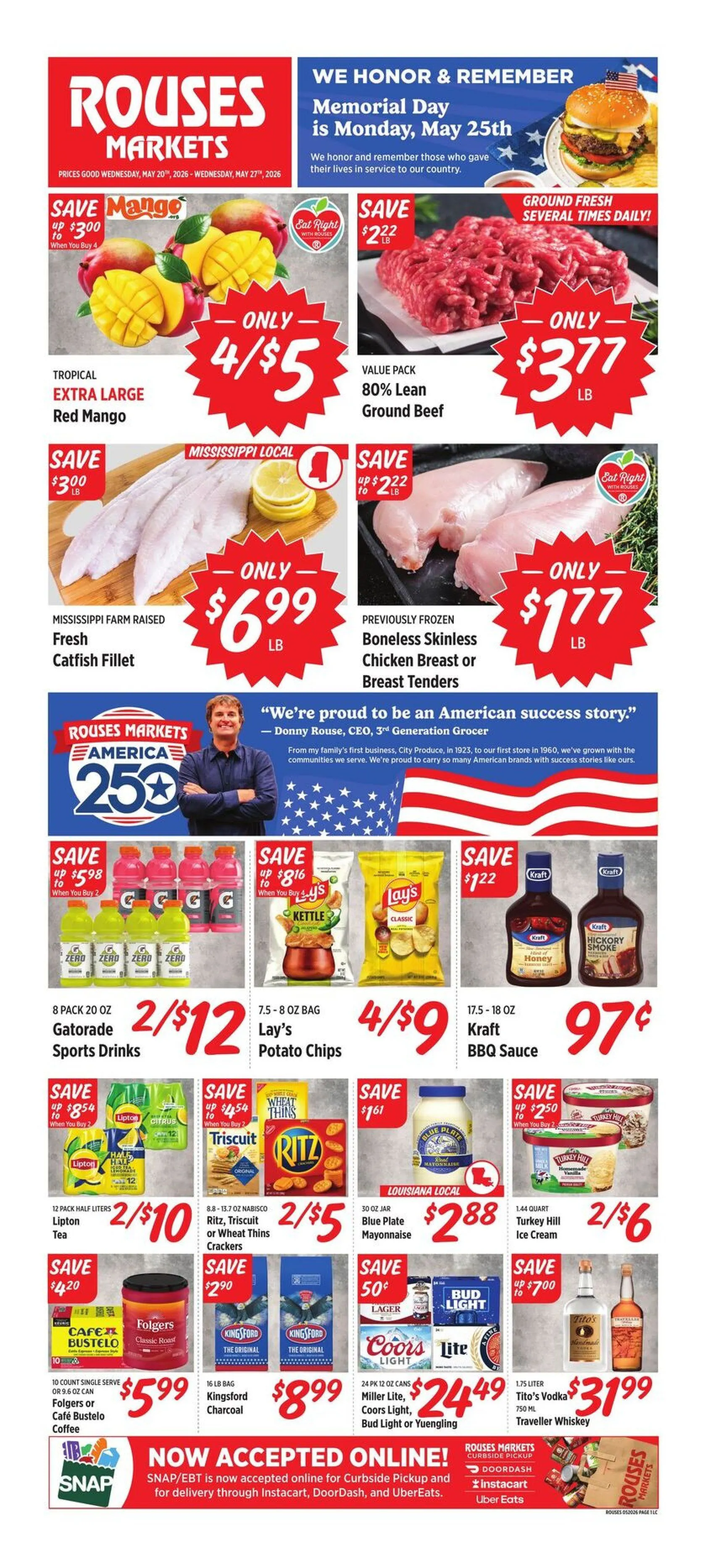 Weekly promotion Rouses Markets Sales spanning from May 20 to May 27 2026 - Page 1 for Catalogue 365