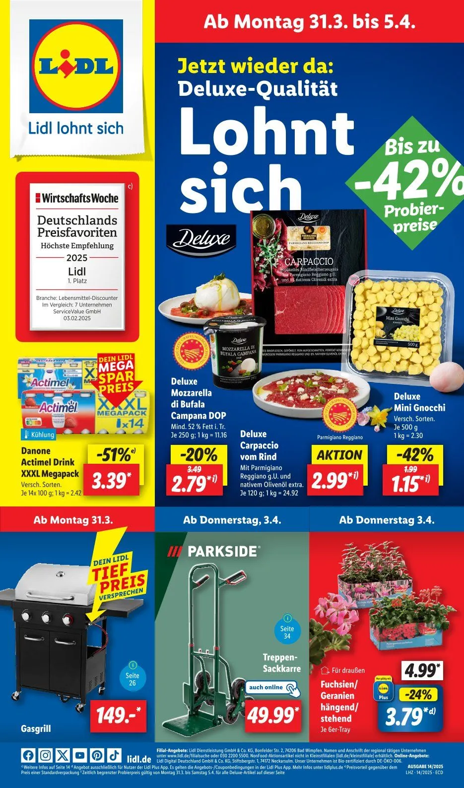 Lidl Prospekt von 31. März bis 15. April 2025 - Prospekt seite 1