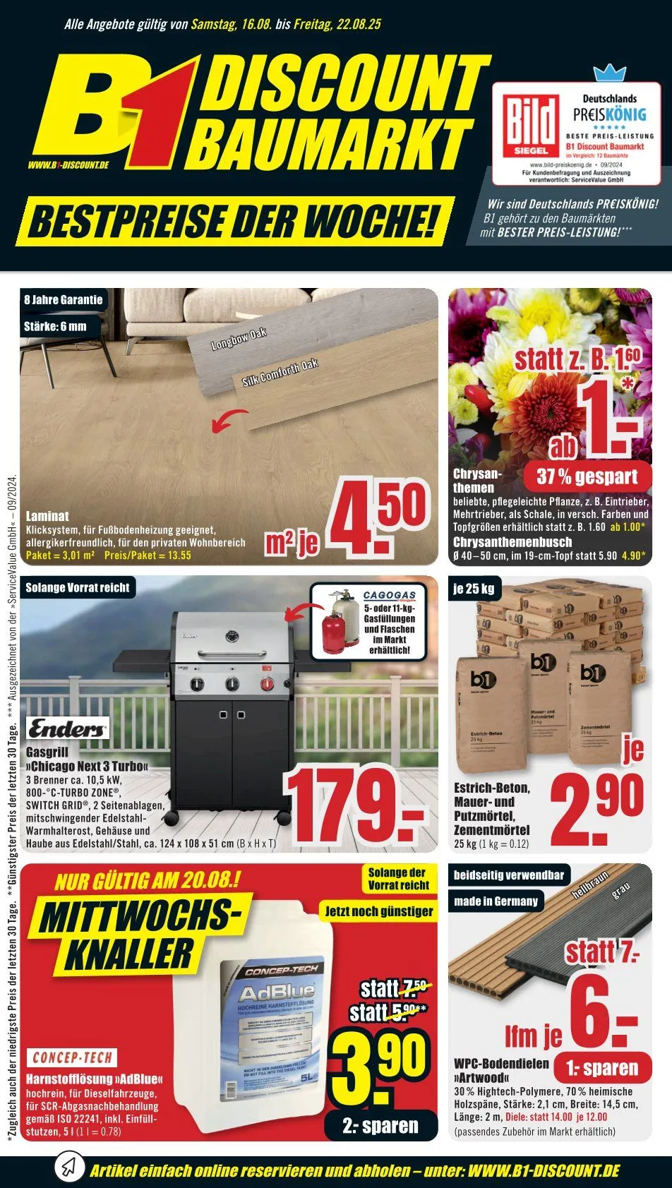 B1 Discount Baumarkt Prospekte von 16. August bis 22. August 2025 - Prospekt seite 