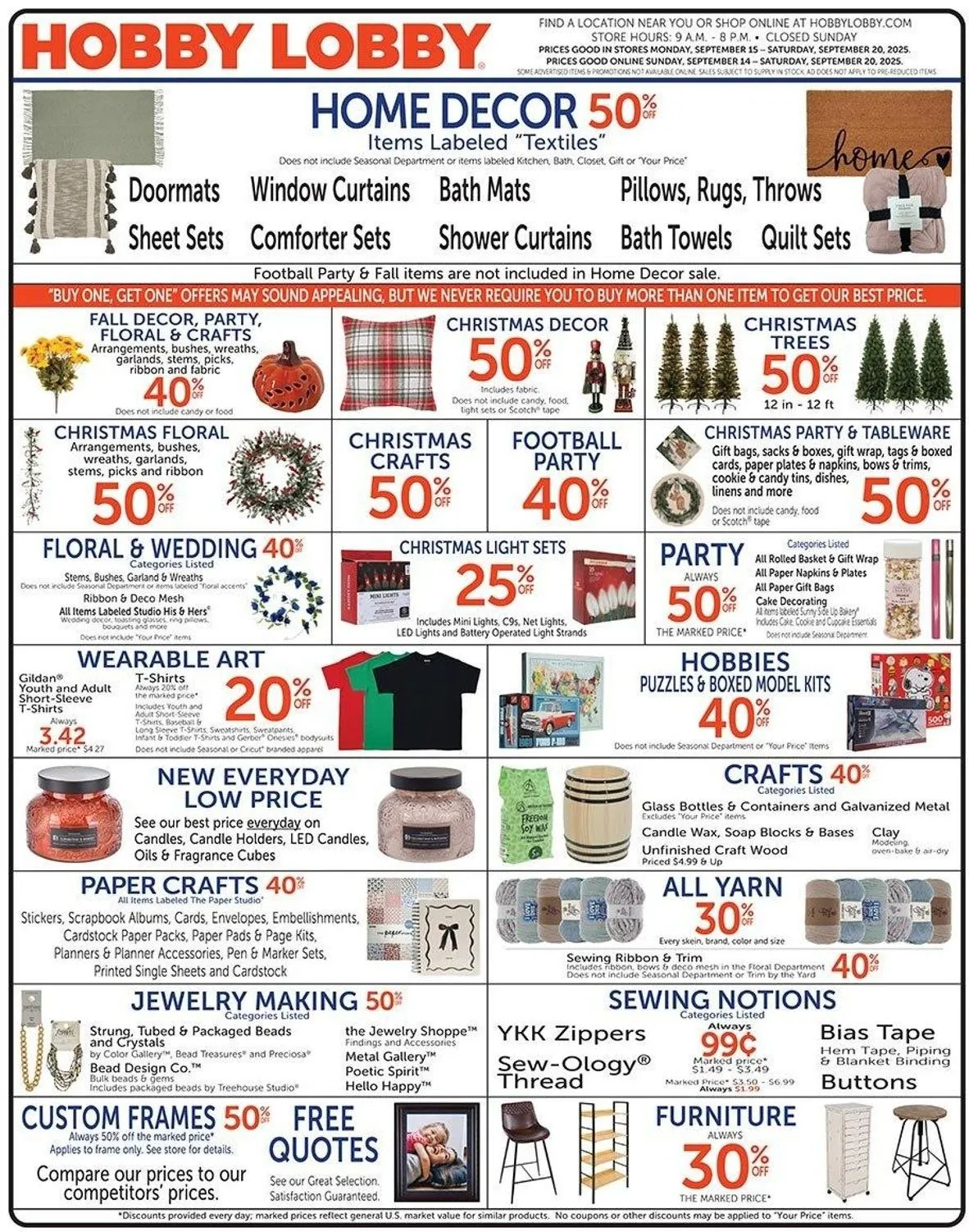 Weekly ad Hobby Lobby Sales from September 15 to September 30 2025 - Page 1