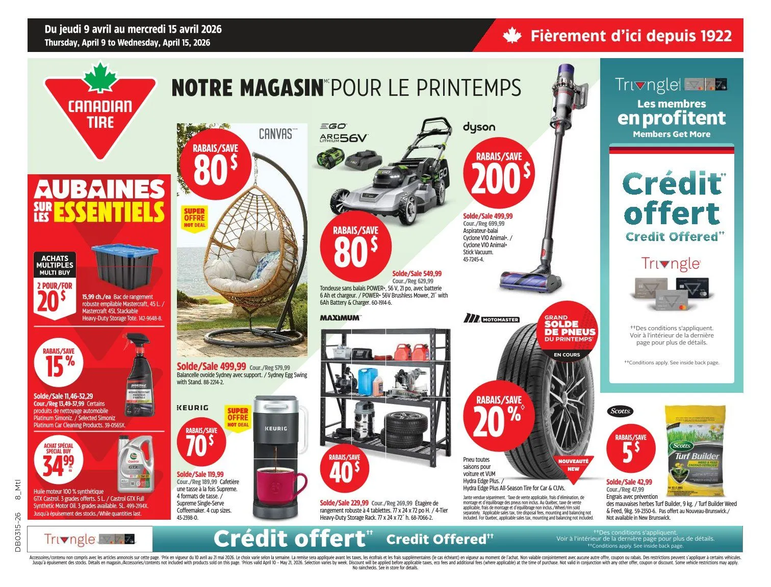 Canadian Tire Sales from April 9 to April 15 2026 - flyer page 1