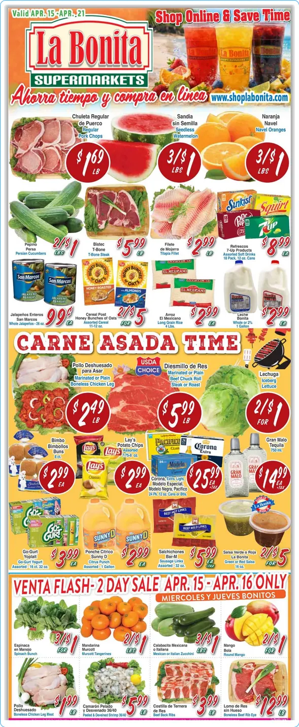 Weekly ad La Bonita Supermarkets Sales from April 15 to April 21 2026 - Page 1