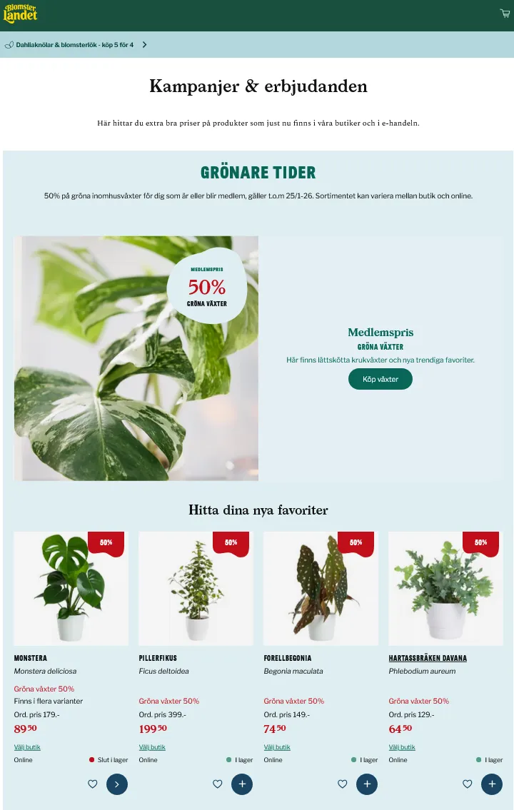 Senaste Blomsterlandet erbjudanden från 14 januari till 25 januari 2026 - Reklamblad sidor 1