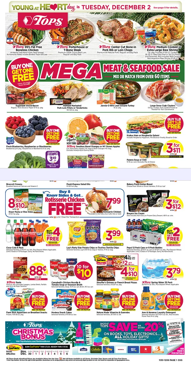 Weekly ad Tops Friendly Markets Sales from November 30 to December 6 2025 - Page 1