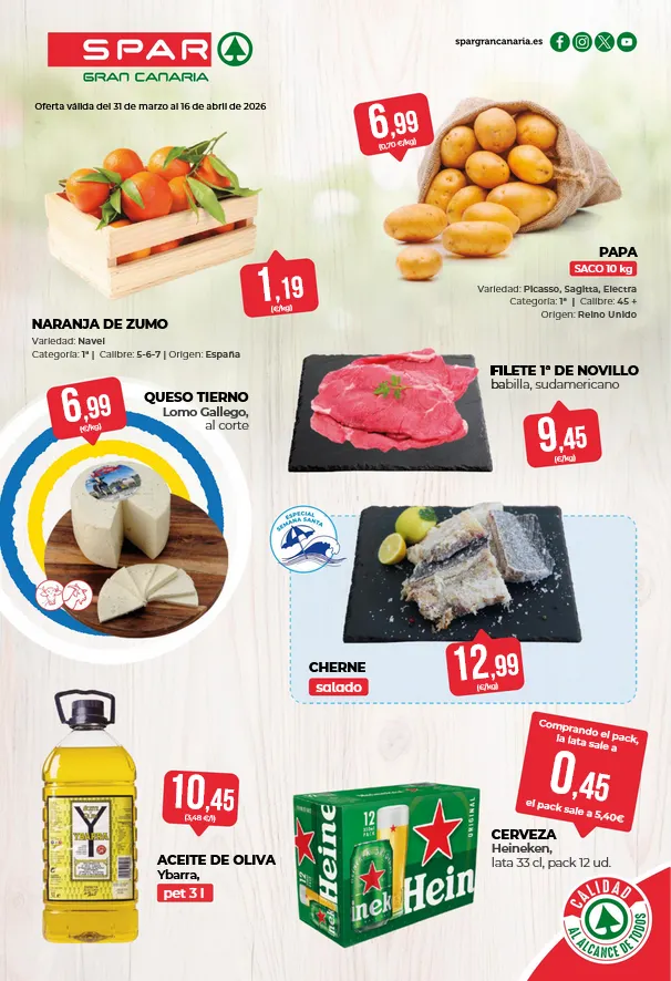 Catálogo de SPAR Gran Canaria Ofertas 31 de marzo al 16 de abril 2026 - Página 1