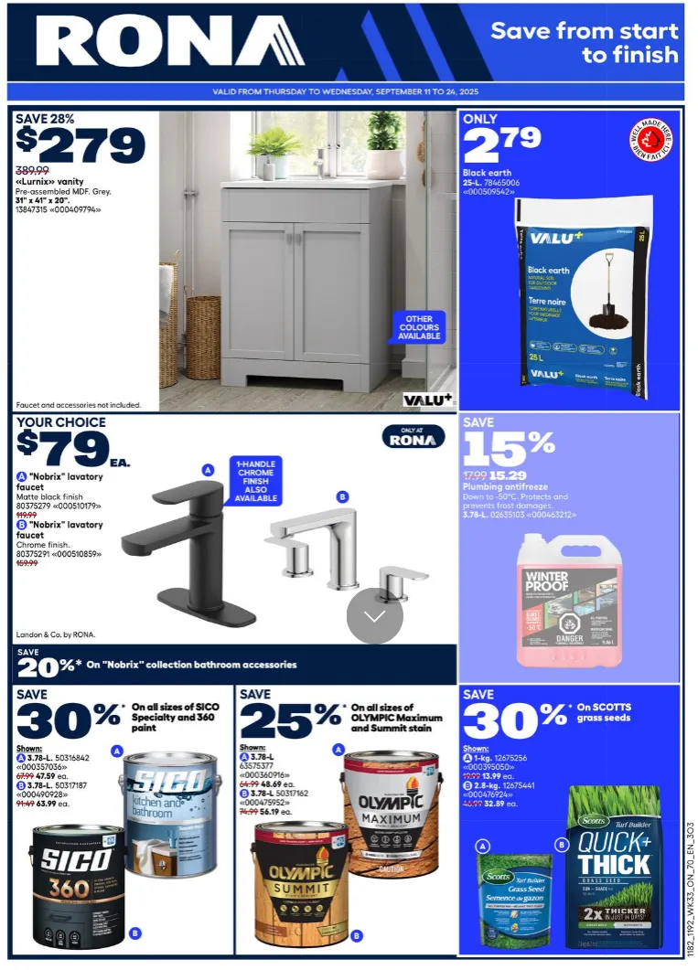 RONA weekly from September 11 to September 24 2025 - flyer page 1