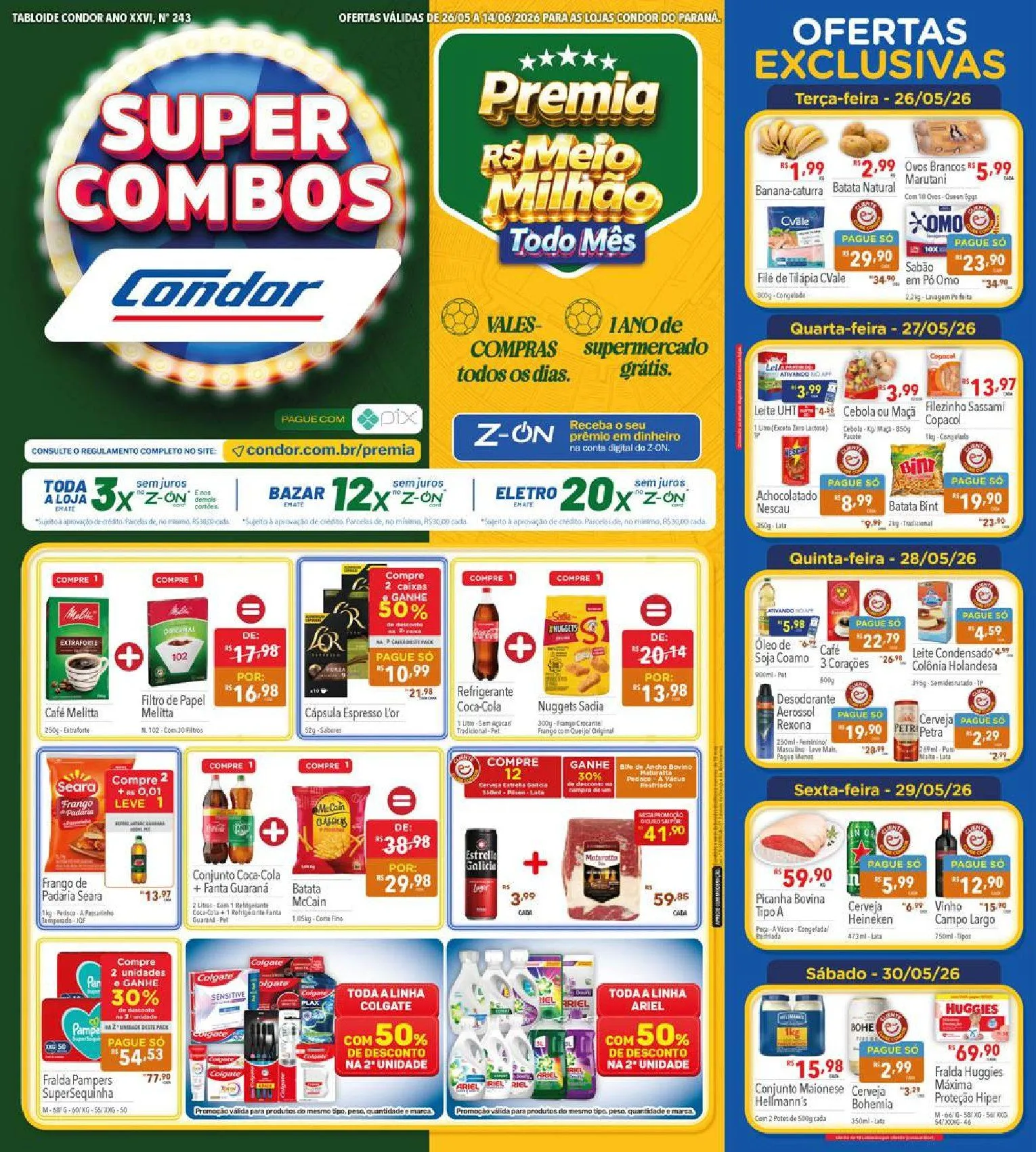 Encarte de Folhetos Supermercados Condor  26 de maio até 14 de junho 2026 - Pagina 1