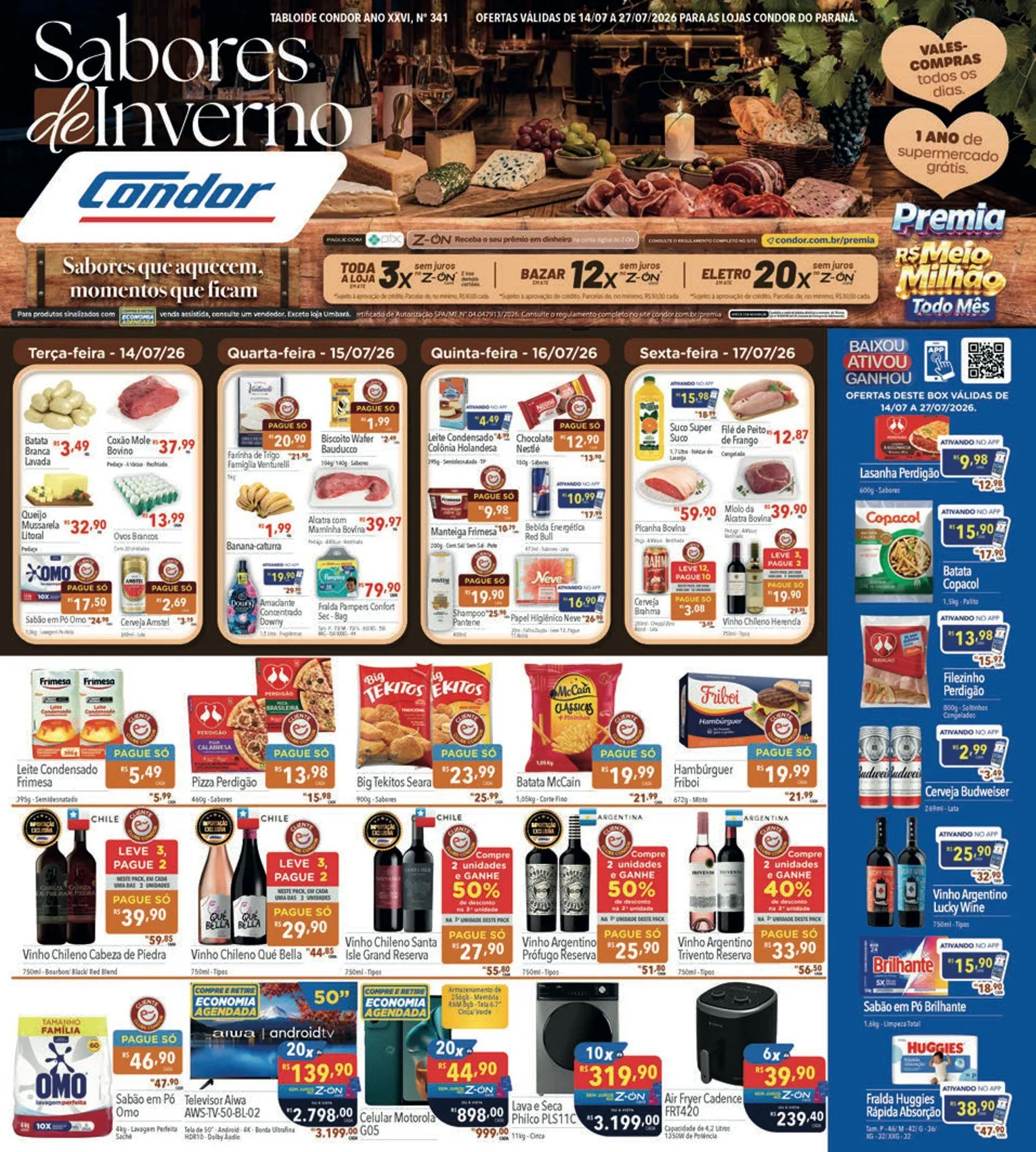 Encarte de Folhetos Supermercados Condor 14 de julho até 27 de julho 2026 - Pagina 1