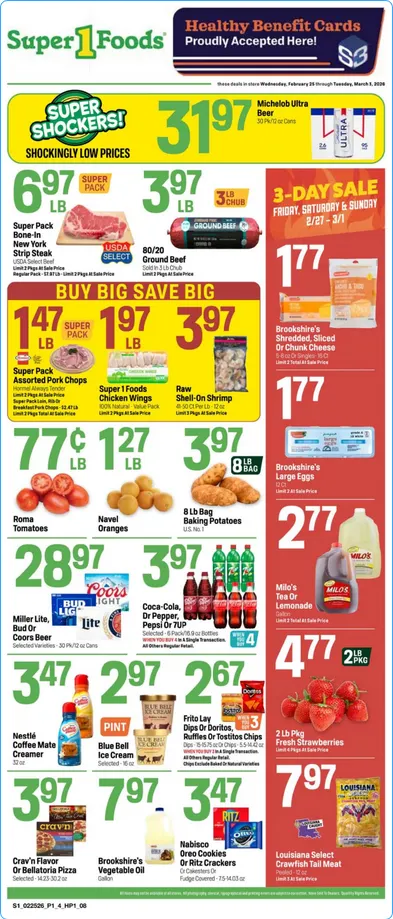 Weekly ad Super 1 Foods Sales from February 25 to March 3 2026 - Page 1