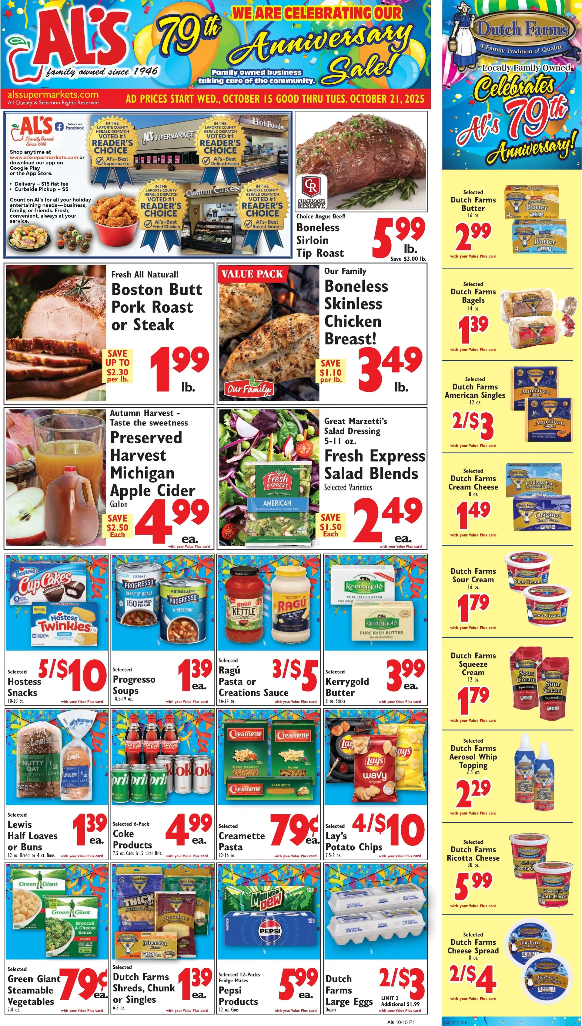 Weekly ad Al's Supermarket Sales from October 15 to October 21 2025 - Page 1