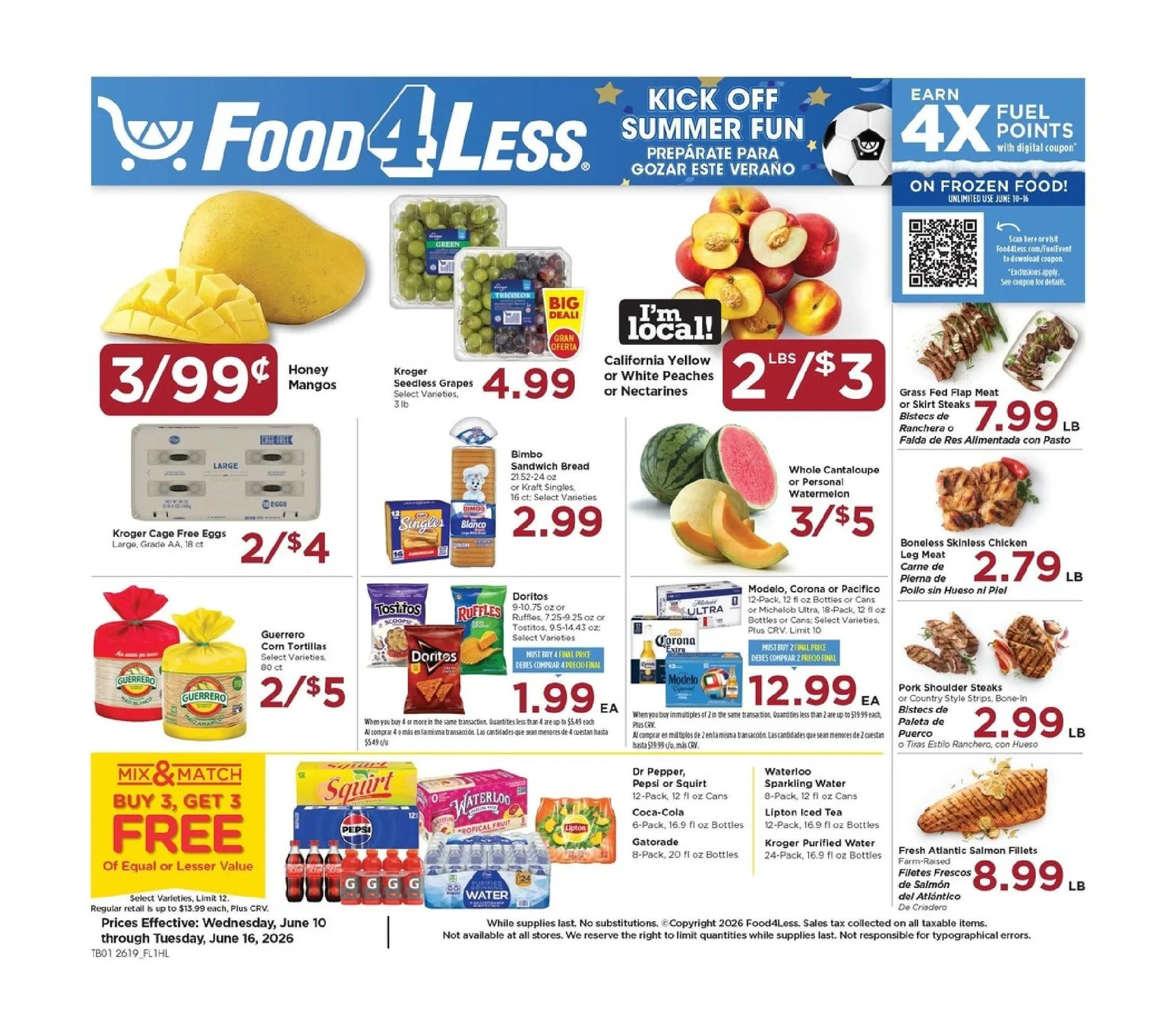 Weekly promotion  Food 4 Less Sales spanning from June 10 to June 16 2026 - Page 1 for Catalogue 365