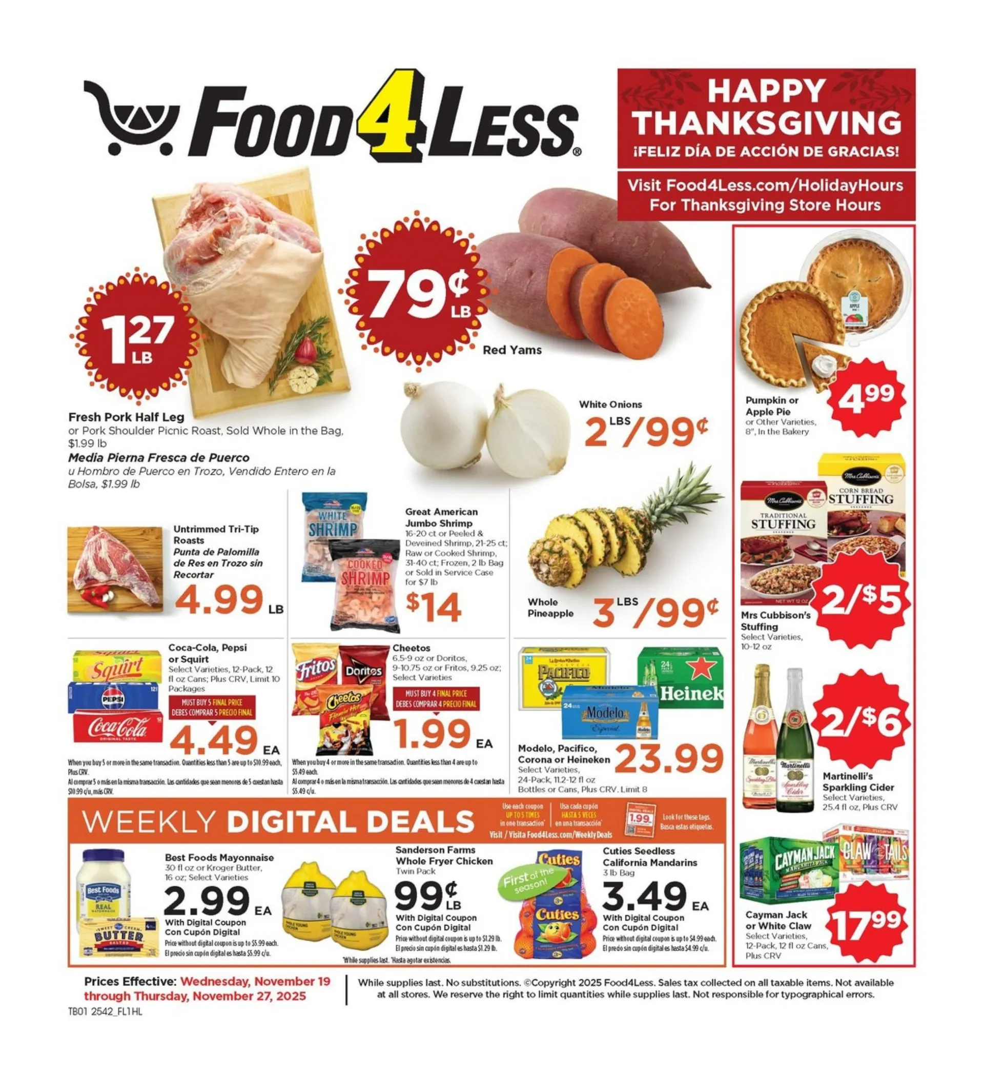 Weekly ad Food 4 Less Sales from November 19 to November 27 2025 - Page 1