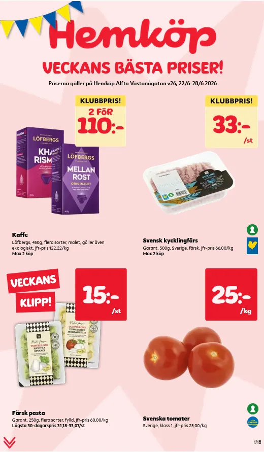 Hemköp från 22 juni till 28 juni 2026 - Reklamblad sidor 1