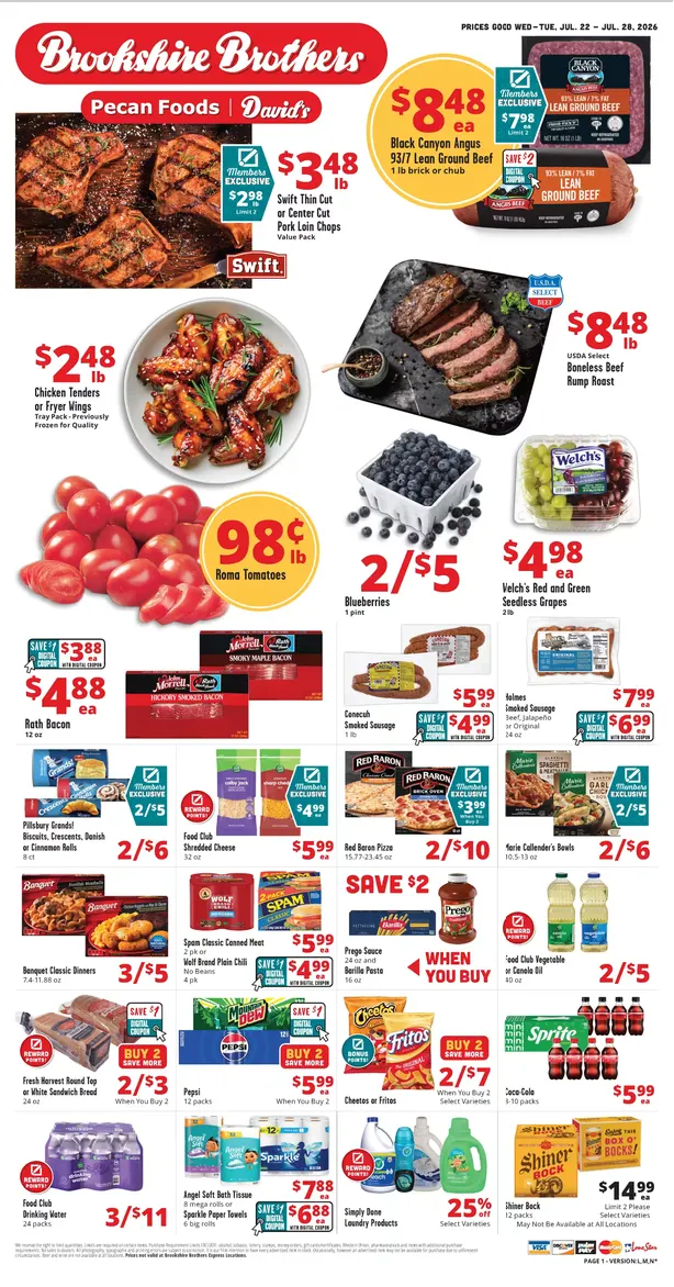 Weekly ad Brookshire Brothers Sales from July 22 to July 28 2026 - Page 1