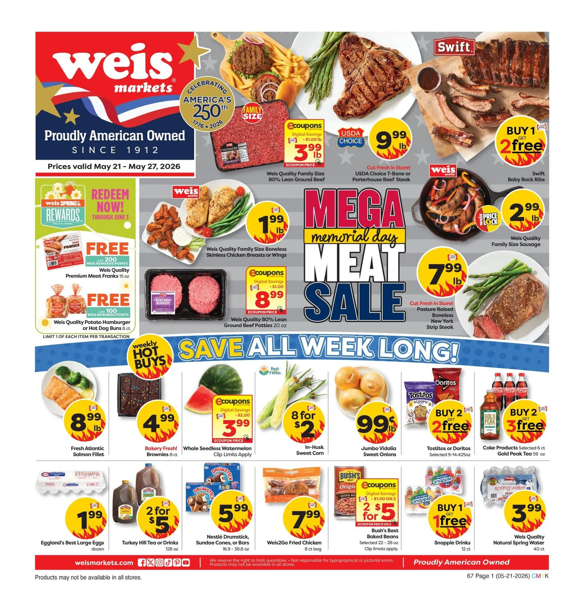 Weekly promotion Weis Sales spanning from May 21 to May 27 2026 - Page 1 for Catalogue 365