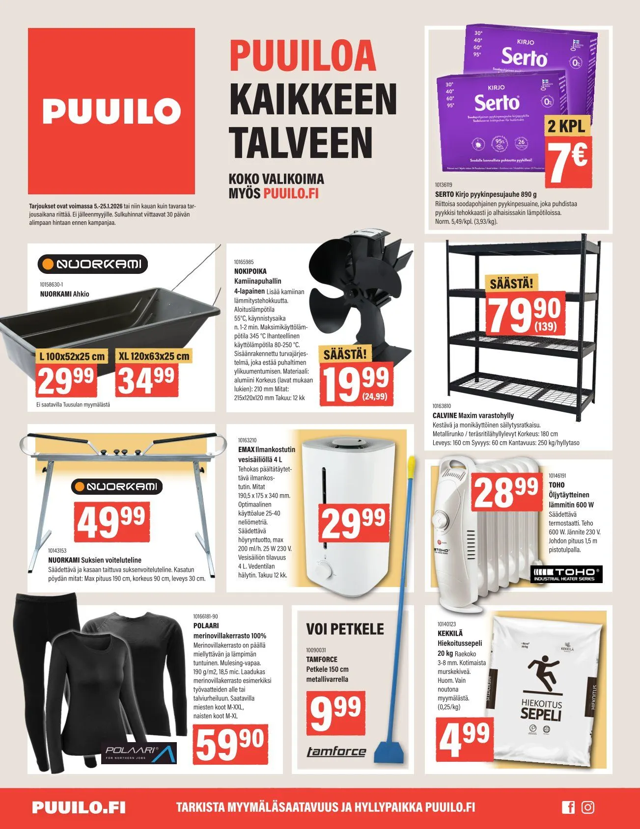 Kaupan Puuilo  voimassa alkaen 5. tammikuuta - 25. tammikuuta 2026 - Tarjouslehti sivu 1