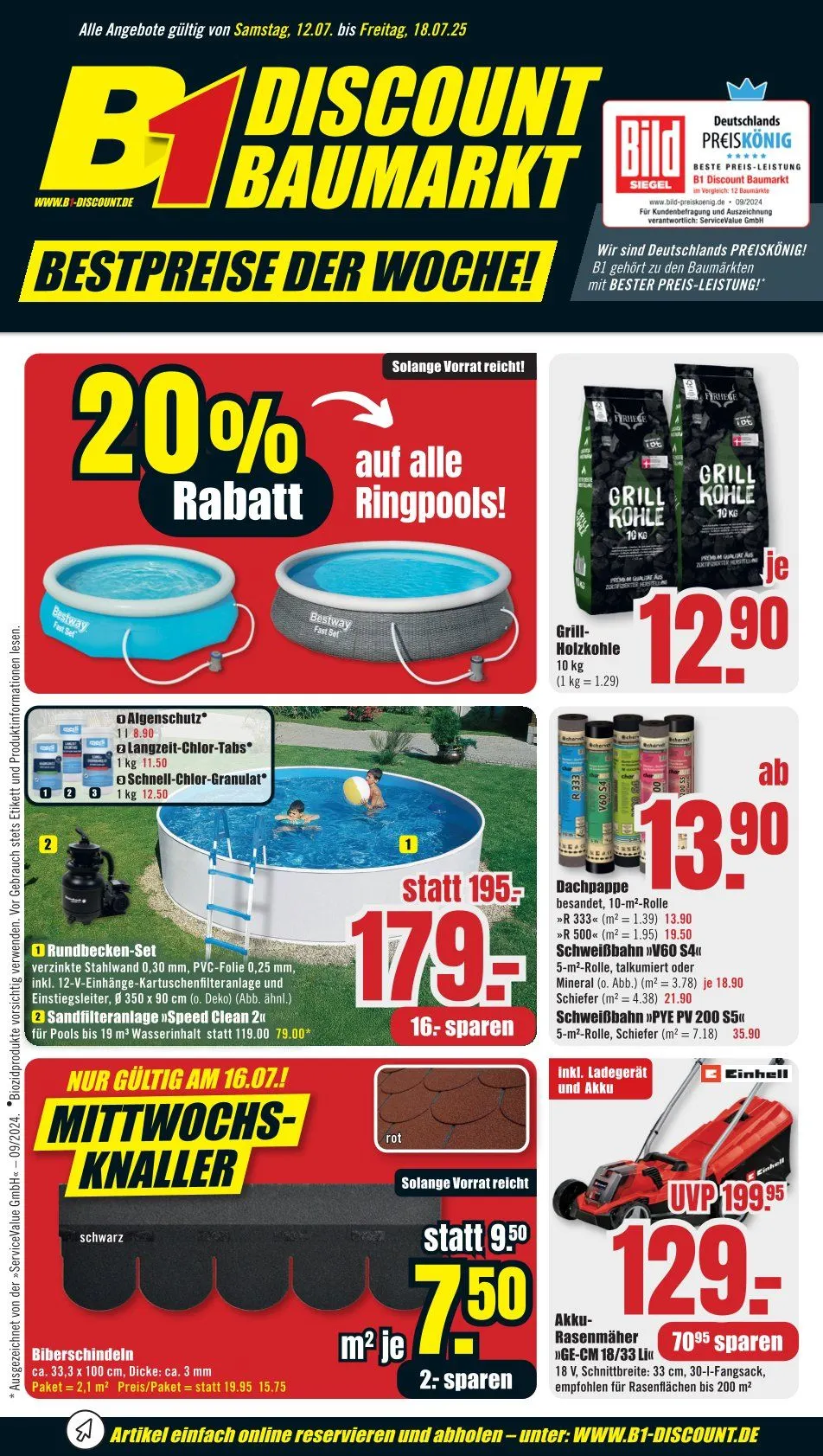 B1 Discount Baumarkt Prospekte von 12. Juli bis 18. Juli 2025 - Prospekt seite