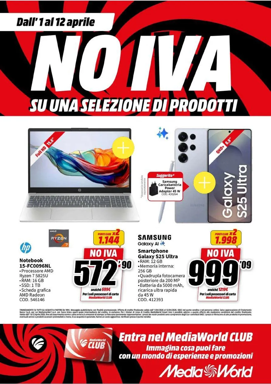 Volantini MEDIAWORLD da 1 aprile a 12 aprile di 2026 - Pagina del volantino 
