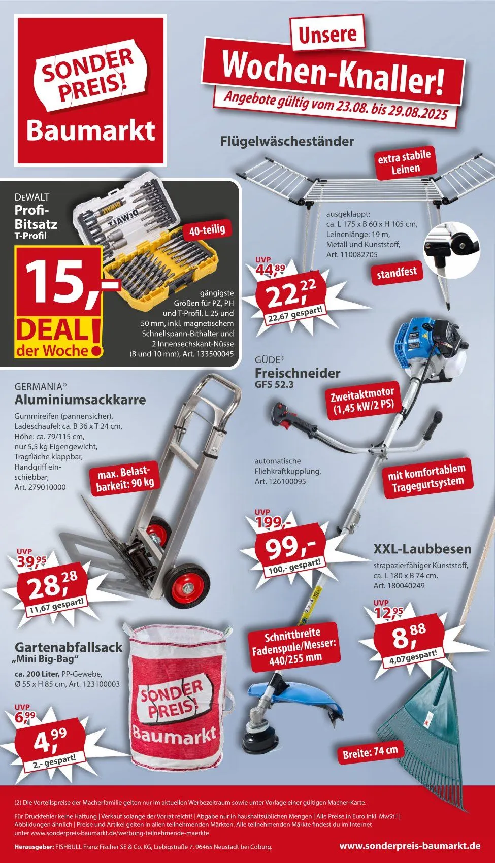 Prospekt Sonderpreis-Baumarkt  von 23. August bis 29. August 2025 - Prospekt seite 