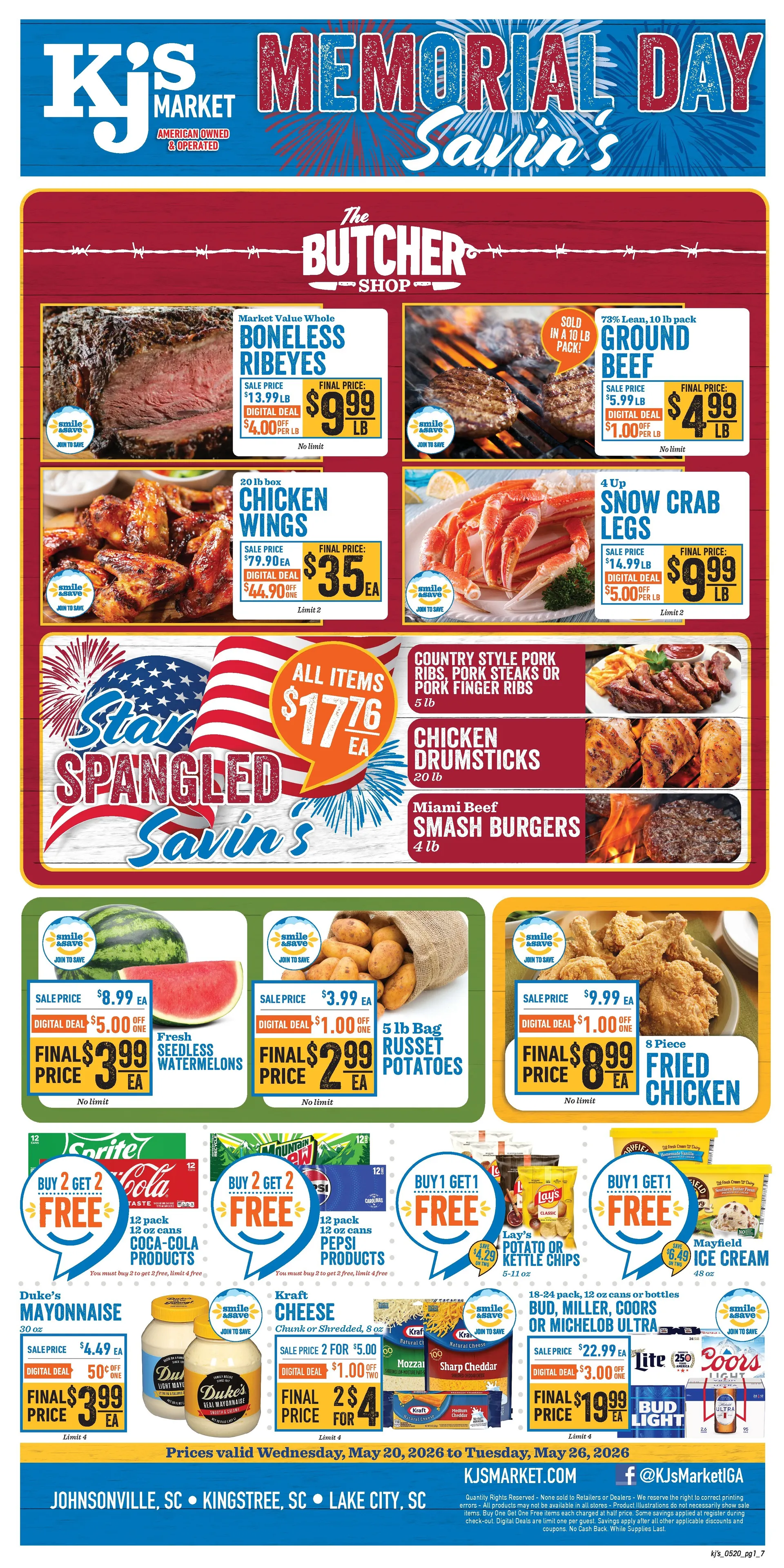 Weekly ad KJ´s Market Sales from May 20 to May 26 2026 - Page 1