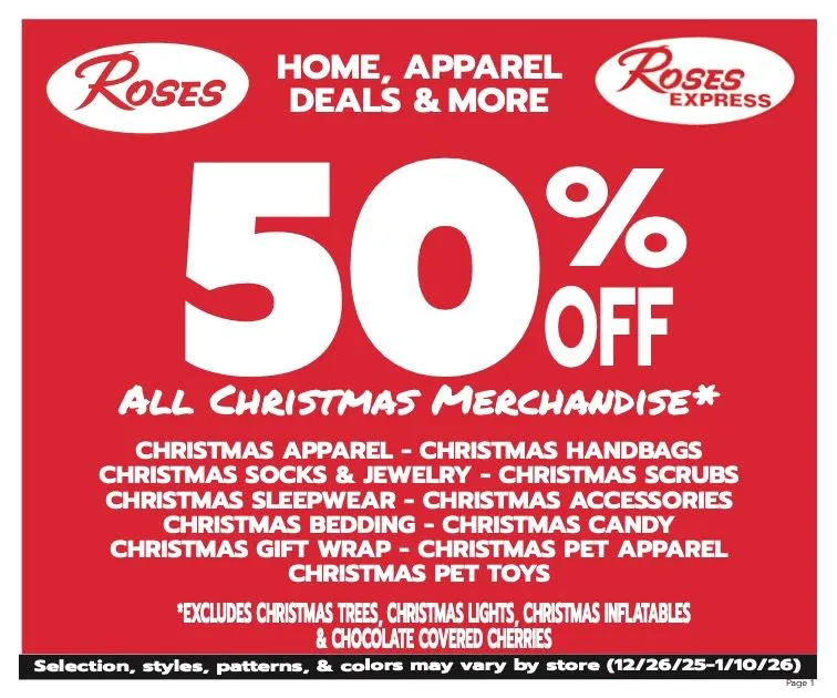 Weekly ad Roses Discount Store Sales from December 26 to January 1 2026 - Page 1