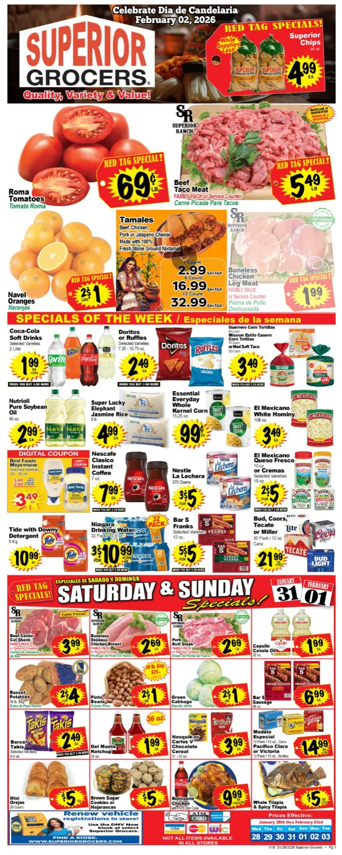 Weekly promotion Superior Grocers Sales spanning from January 28 to February 3 2026 - Page for Catalogue 365
