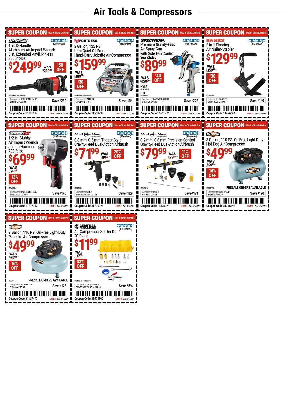 Weekly ad Harbor Freight coupons from September 2 to September 14 2025 - Page 1