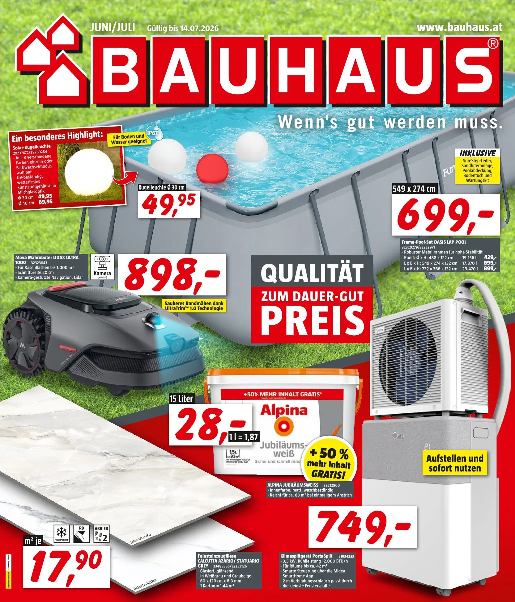 Bauhaus Deals von 30. Juni bis 14. Juli 2026 - Flugblätt seite  1