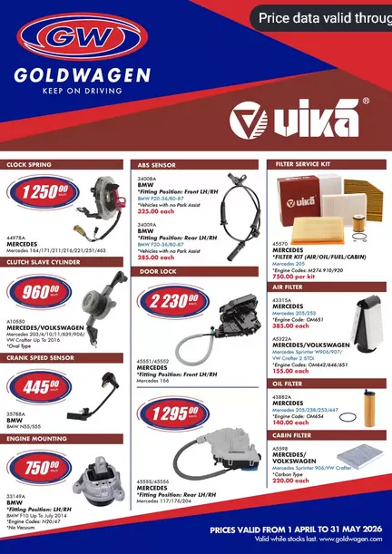 Goldwagen Sales - 30 March 30 May 2026