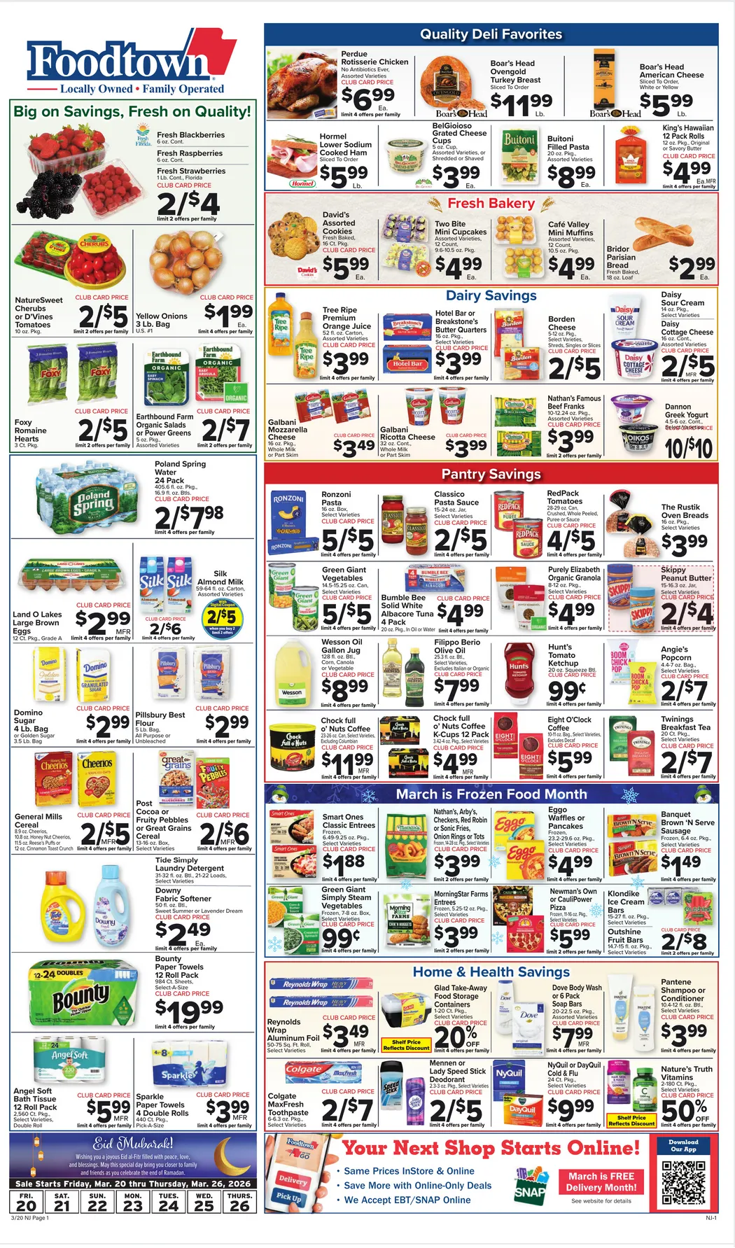 Weekly promotion Foodtown Sales spanning from March 20 to March 26 2026 - Page 1 for Catalogue 365