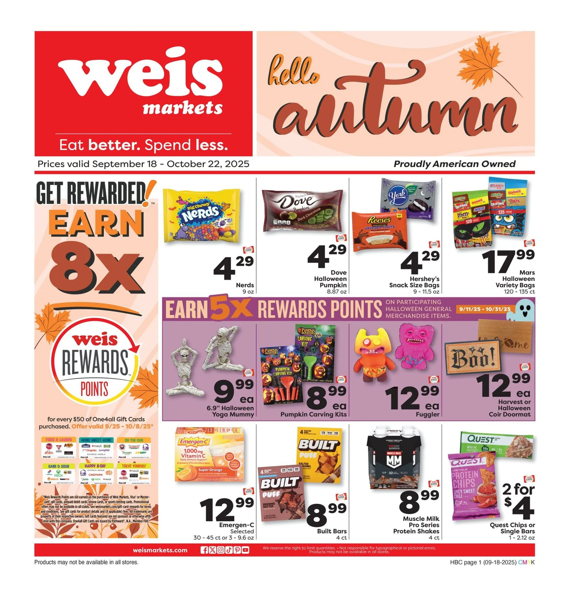 Weekly ad Weis Sales from September 18 to October 22 2025 - Page 1