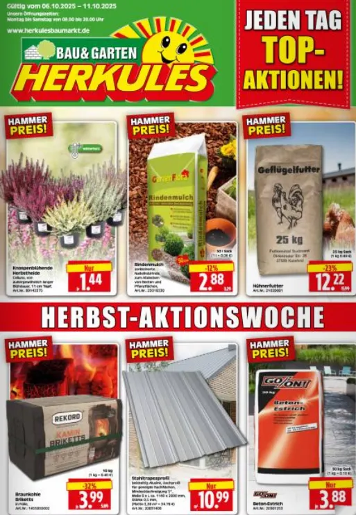 Herkules Baumarkt Prospekte von 6. Oktober bis 11. Oktober 2025 - Prospekt seite 1