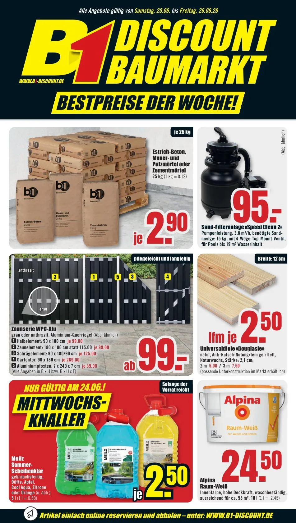 B1 Discount Baumarkt Angebote von 20. Juni bis 26. Juni 2026 - Prospekt seite