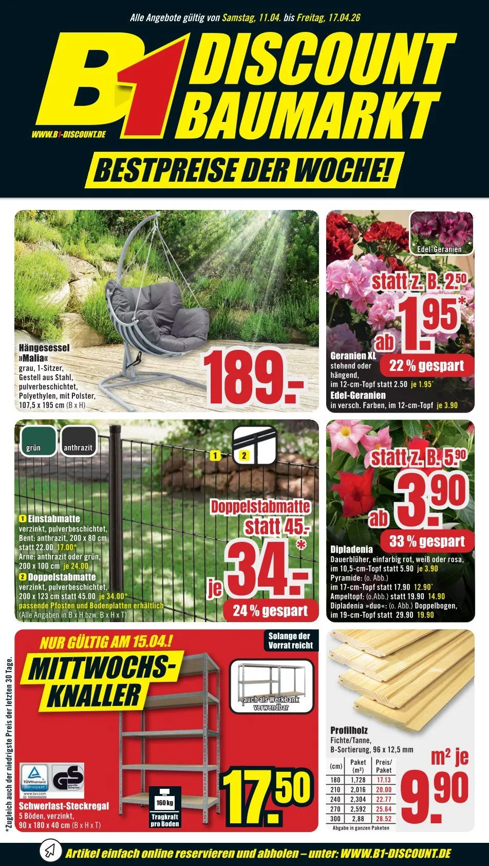 B1 Discount Baumarkt Angebote von 11. April bis 17. April 2026 - Prospekt seite