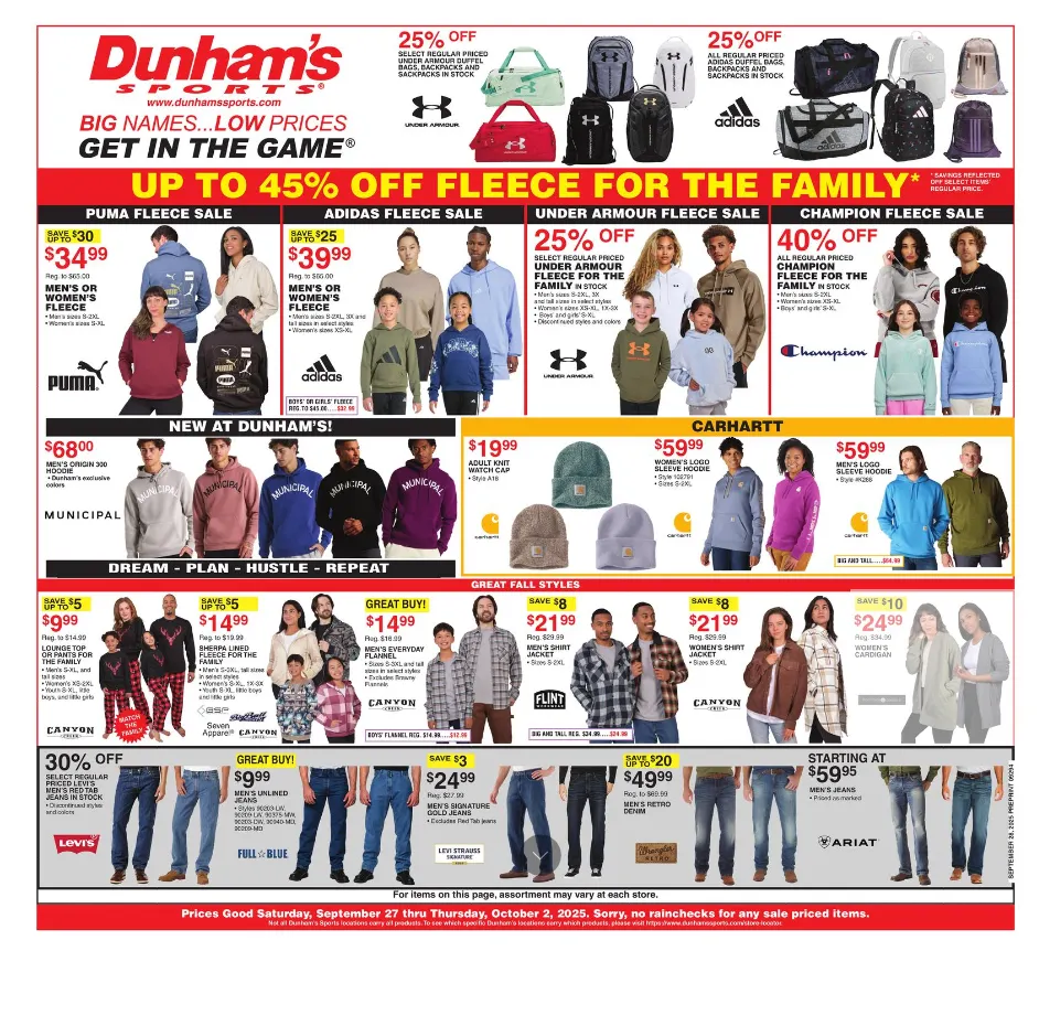 Weekly ad Dunham's Sports Sales from September 27 to October 2 2025 - Page 1