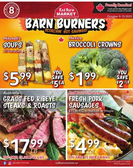 Red Barn Market Sales from October 9 to October 15 2025 - flyer page 1