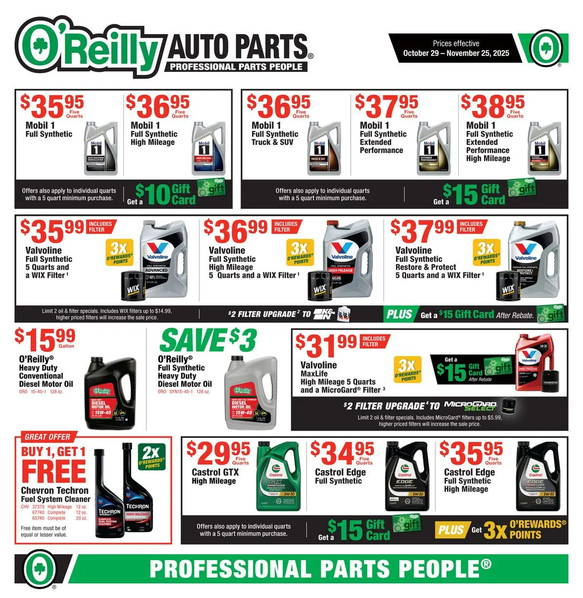 Weekly ad O'Reilly Auto Parts Sales from October 29 to November 25 2025 - Page 