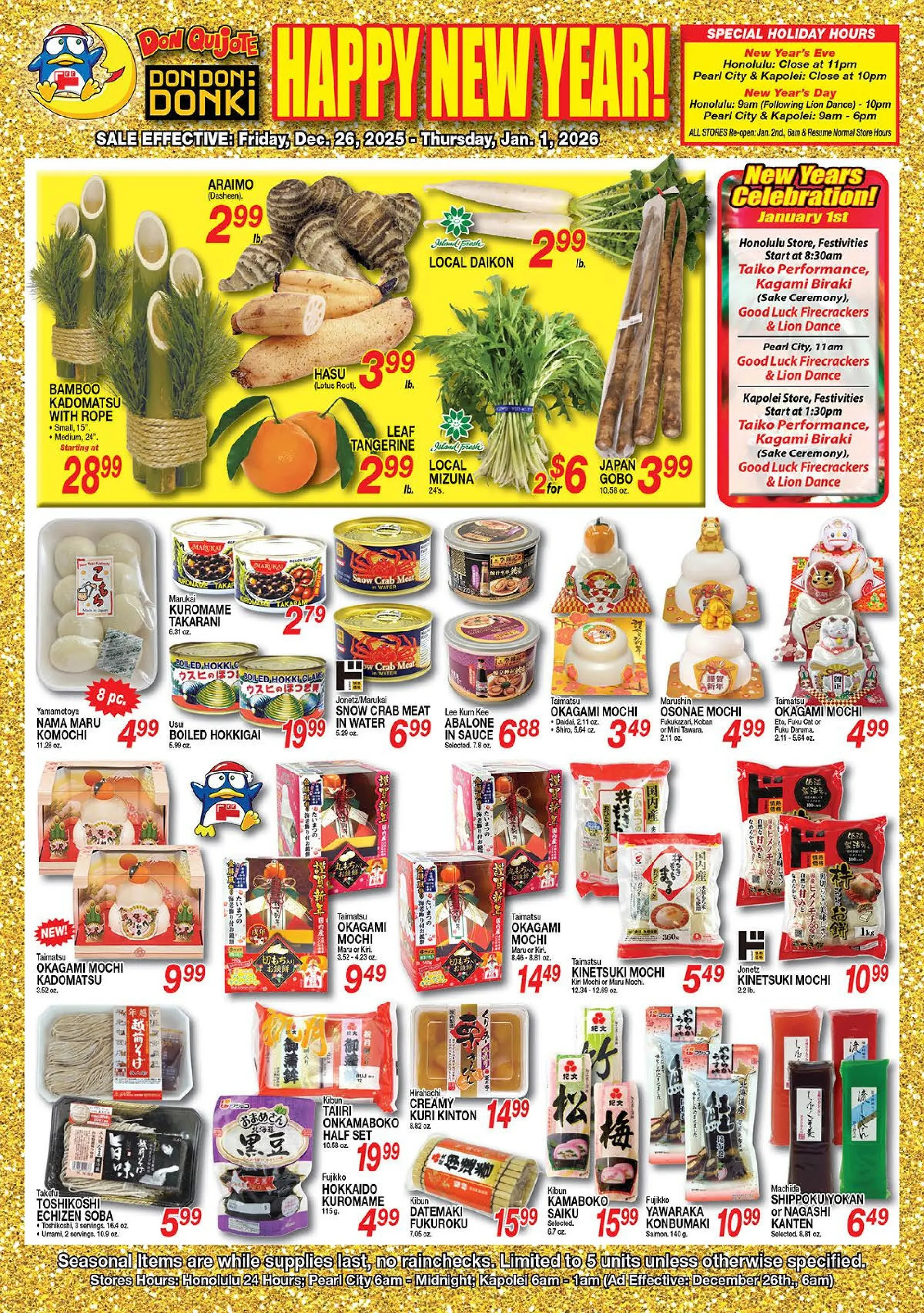 Weekly ad Don Quijote Hawaii Sales from December 26 to January 1 2026 - Page 1