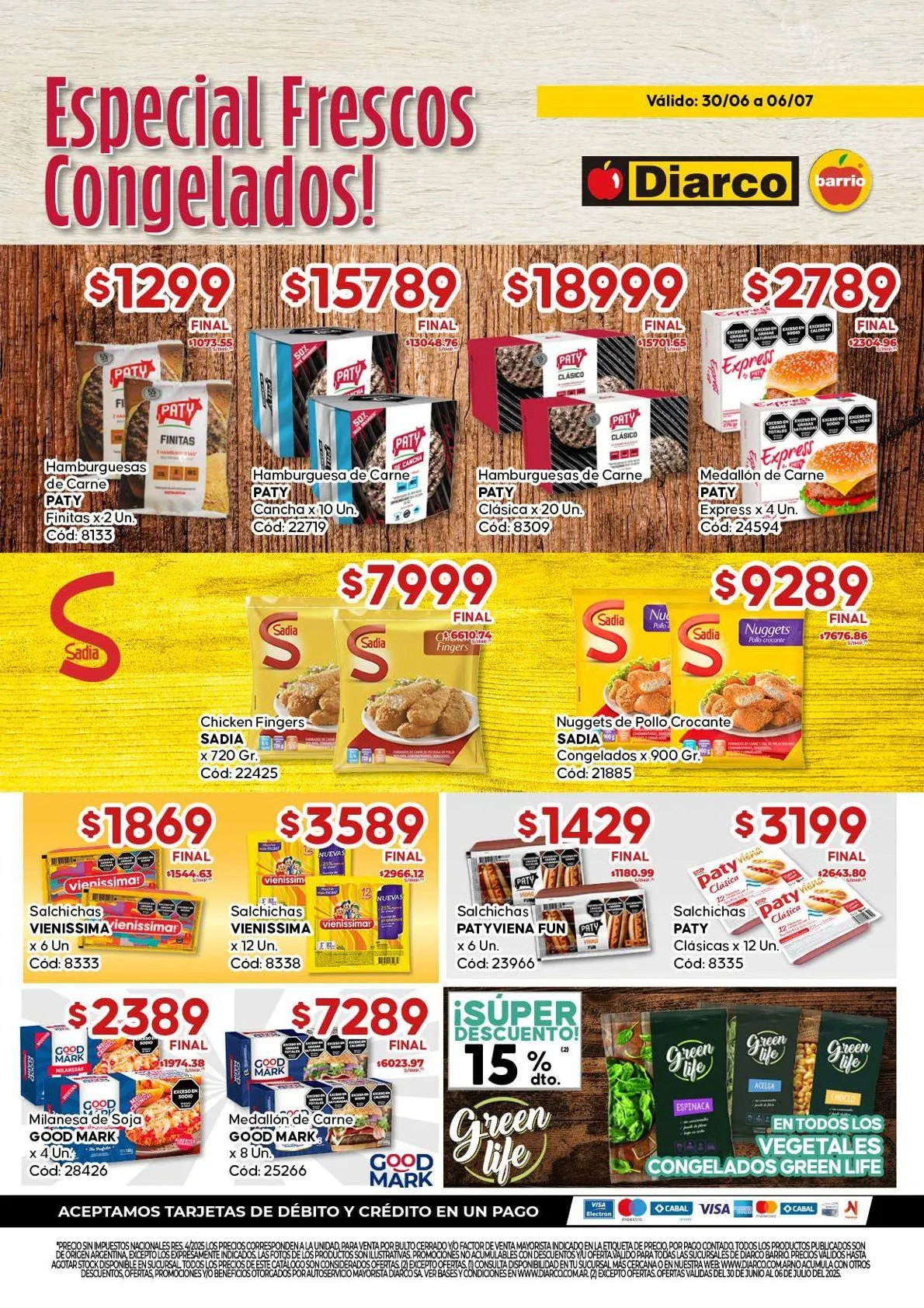 Ofertas de Ofertas Diarco Especial congelados 30 de junio al 6 de julio 2025 - Página 1 del catálogo