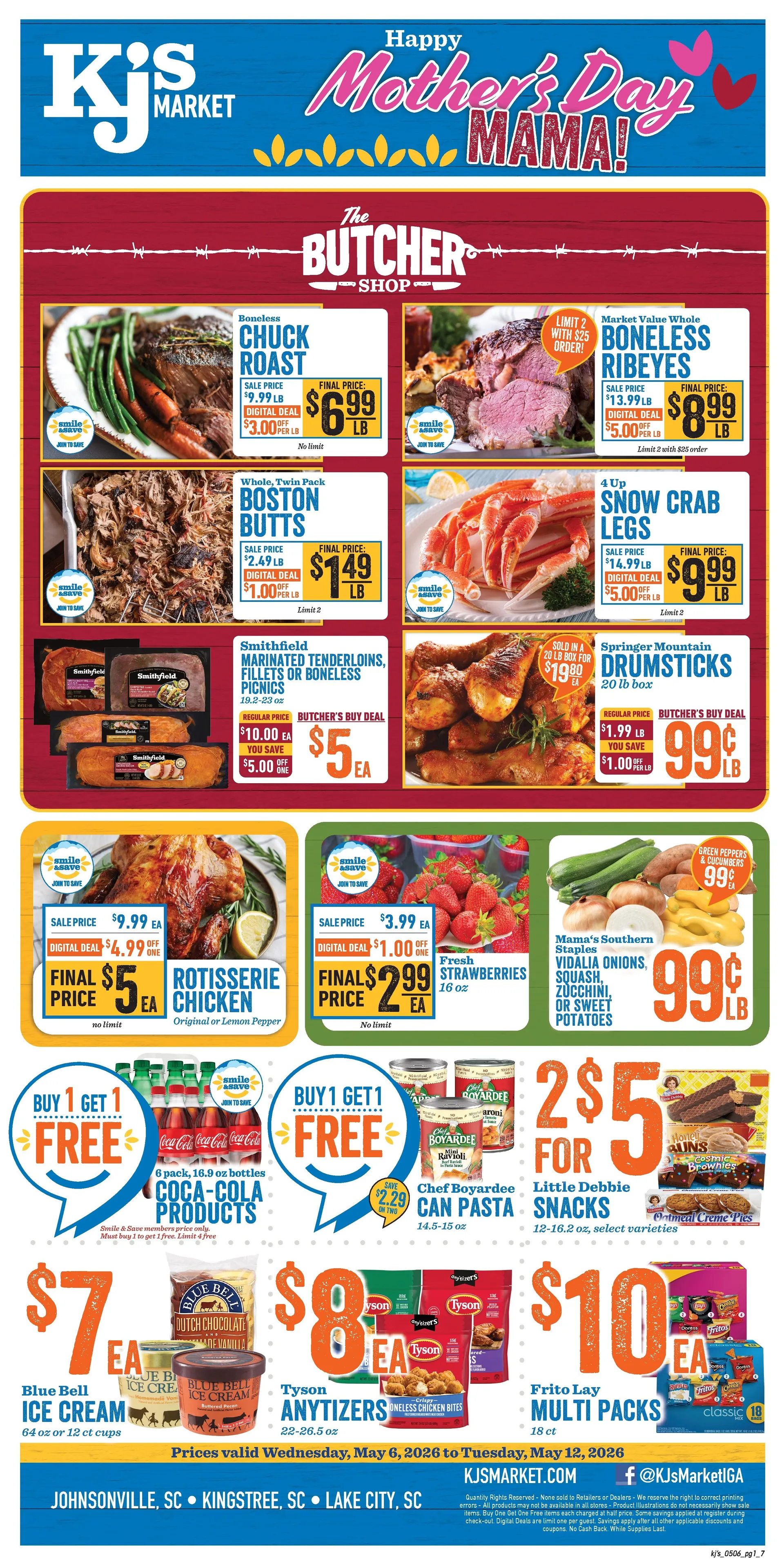 Weekly promotion KJ´s Market Sales spanning from May 6 to May 12 2026 - Page 1 for Catalogue 365