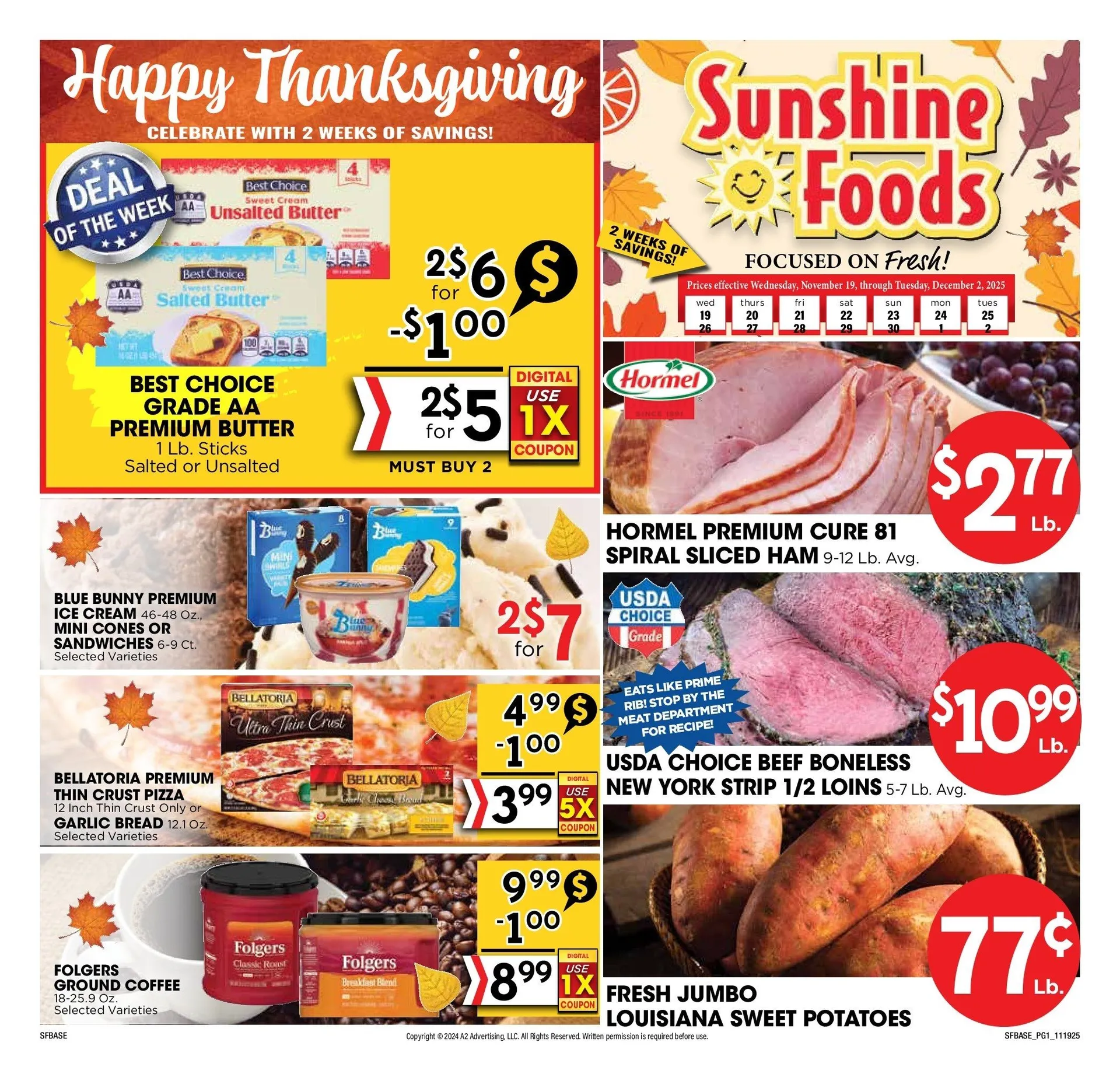 Weekly ad Sunshine Foods Sales from November 19 to December 2 2025 - Page 1