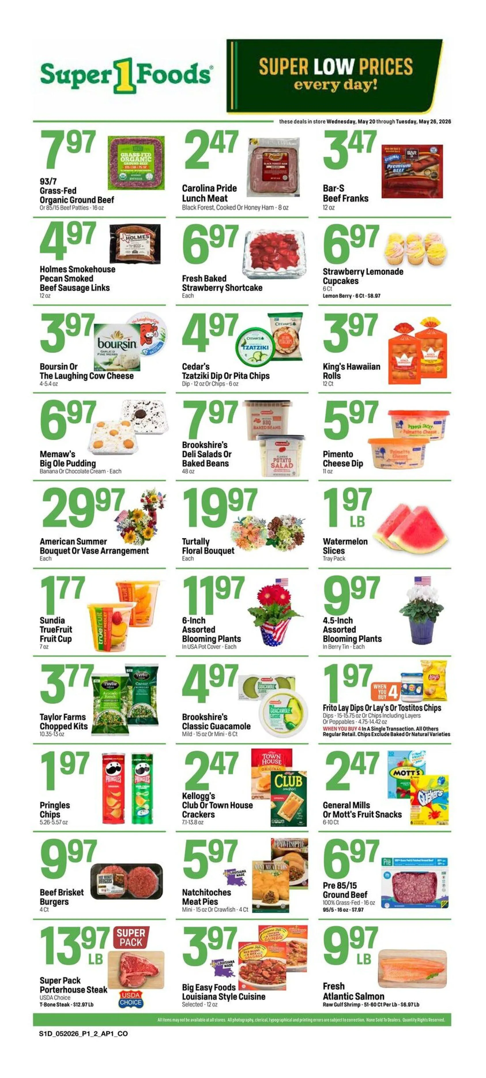 Weekly ad Super 1 Foods Sales from May 20 to May 26 2026 - Page 1
