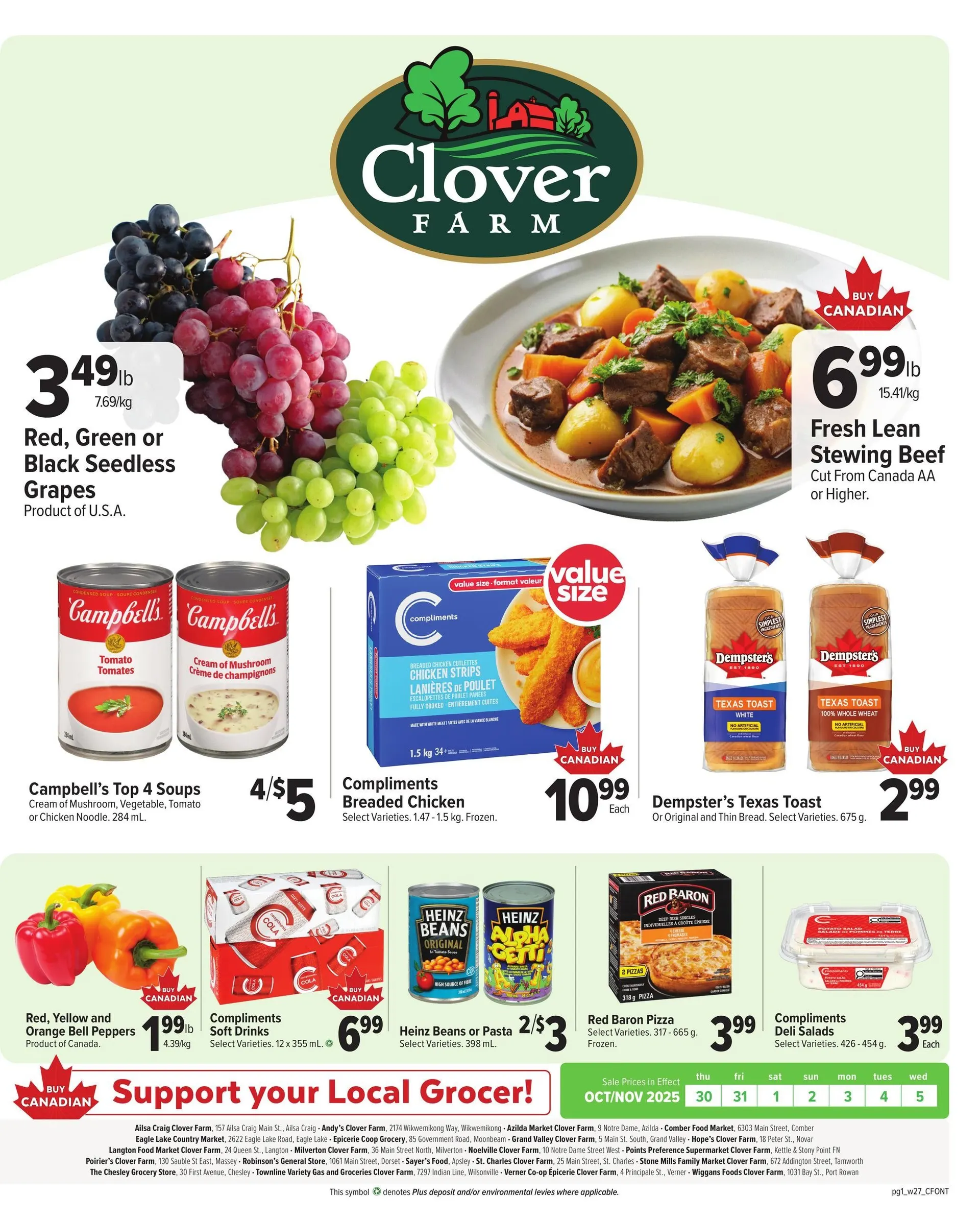 Clover Farm Sales from October 30 to November 5 2025 - flyer page 1